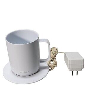 Ember Smart Mug 10 oz White Ceramic With Handle & Charging Coaster Adapter
